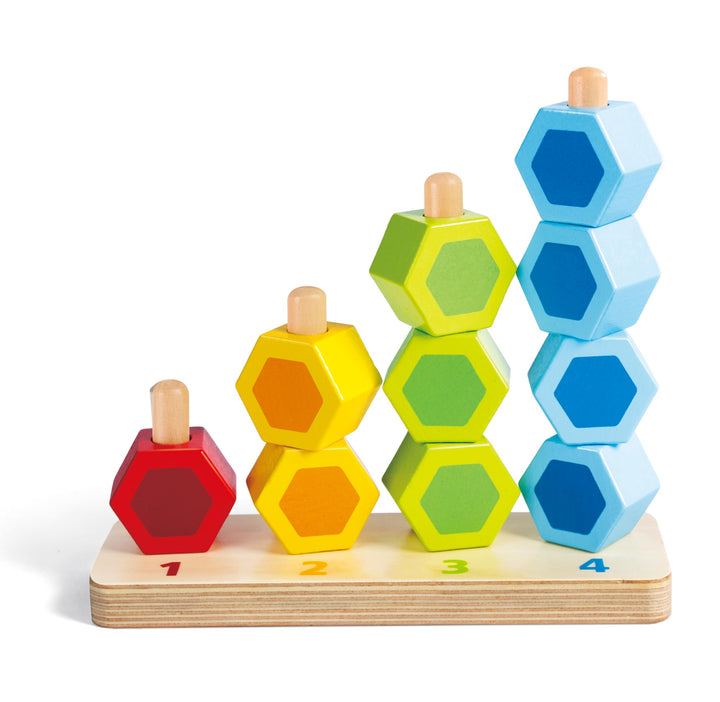 Hape Zähl- und Steckspiel, Holz Lernspielzeug, Motorikspielzeug, Zahlen &amp; Farben Lernen, Steckspiel