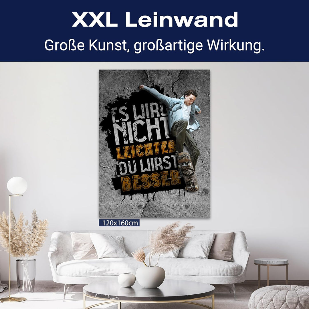 wandmotiv24 Motivations Motiv als Leinwandbild, 80x60cm, Hochformat, Motivation, Leichter, Beton, Sk