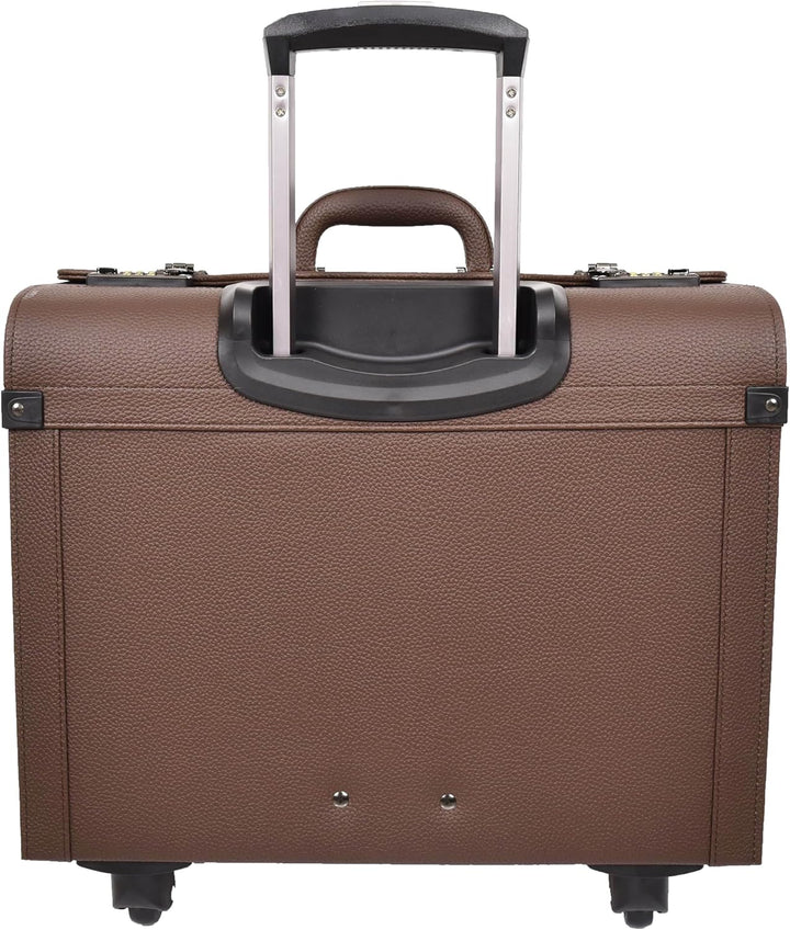 House of Leather Commander Pilot Case, Pilotenkoffer, Gepäck - Handgepäck, Braun, 4-Räder, Kunstlede