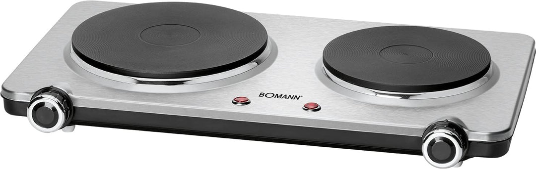 Bomann Doppel-Kochplatte DKP 5033 E, ideal für Camping, Küche oder Büro, edelstahl & Clatronic WKS 3