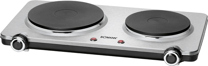 Bomann Doppel-Kochplatte DKP 5033 E, ideal für Camping, Küche oder Büro, edelstahl & Clatronic WKS 3