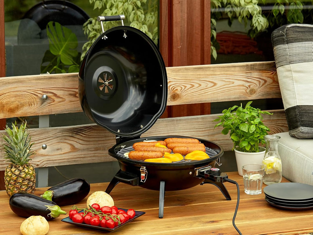 CUSIMAX Elektrogrill Tischgrill, für Innen- & Aussennutzung, Balkon, Garten & Küche, 1600W Tragbarer