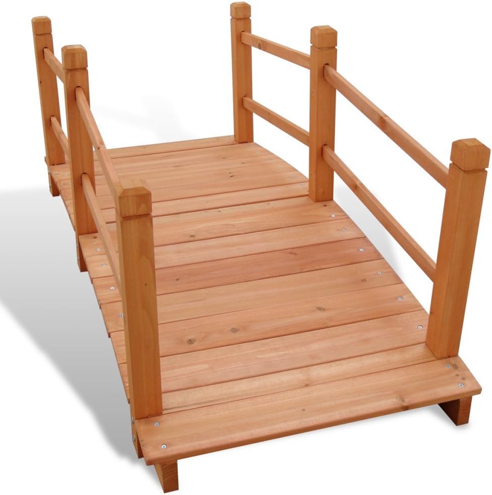 Anself*e Gartenbrücke Teichbrücke Gartenteichbrücke aus Holz 140 x 60 x 56 cm