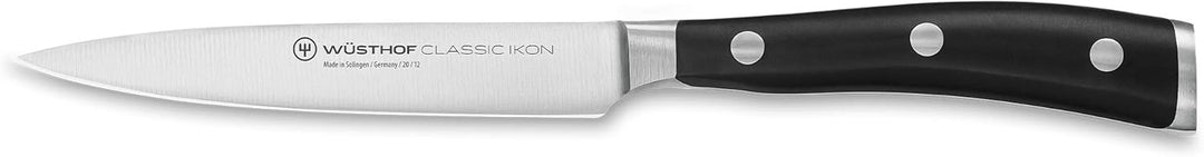 WÜSTHOF Classic Ikon Filiermesser 18 cm, Schwarz,silber &amp; Classic Ikon Gemüsemesser 12 cm, Schwarz