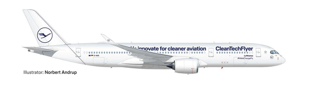 herpa 572460 Airbus Modellflugzeug Lufthansa A350-900 CleanTechFlyer, D-AIVD, Miniatur im Massstab 1
