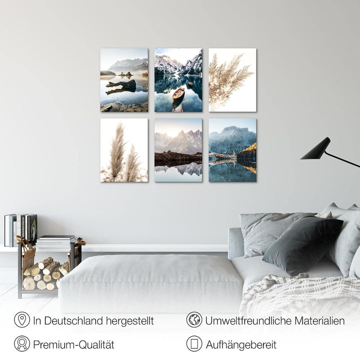 Novart Wandbilder - KEIN EXTRA RAHMEN BENÖTIGT - Wohnzimmer Schlafzimmer Flur - Bilder Modern See Be