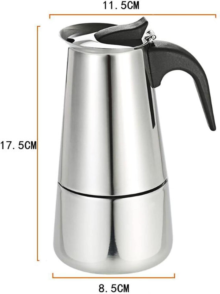 500W Elektrisch Espressokocher Edelstahl Kaffeekanne 200ml 4 Tassen Mokkakanne Elektrisch Kaffeekoch