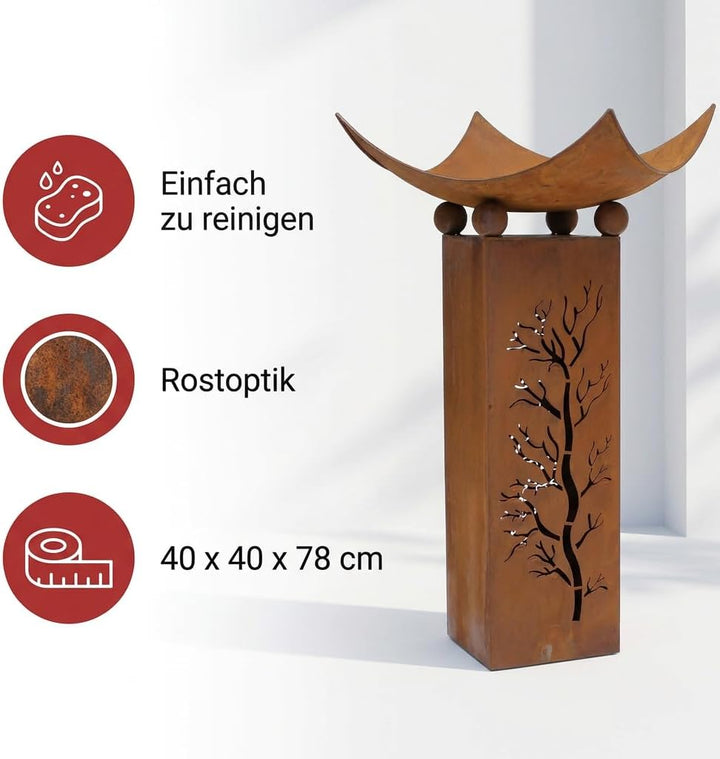 Säule Feuerschale, 2-teilig, Dekosäule, Pflanzsäule