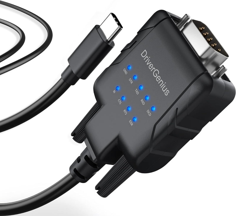 DriverGenius 1-Port USB-C zu Seriell RS232-(DB9) Adapter Konverter Compatibel mit Windows 11, macOS