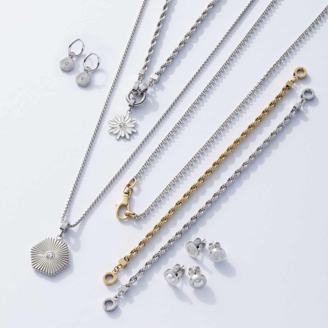Leonardo Jewels Cordula Halskette, Kette aus Edelstahl mit Clip&amp;Mix Verschluss, silber, Anker-Kette