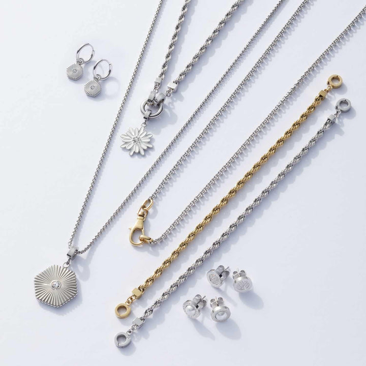 Leonardo Jewels Cordula Halskette, Kette aus Edelstahl mit Clip&amp;Mix Verschluss, silber, Anker-Kette