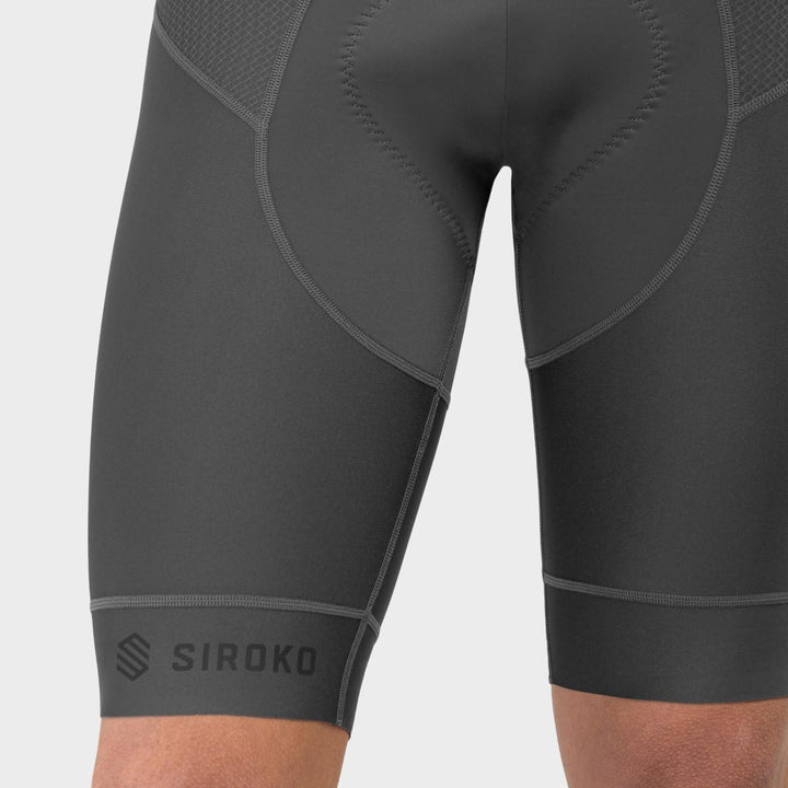 Kurze SRX Fahrrad-Trägerhose Herren Italienisches MITI Gewebe Doppelt Dichtes Sitzpolster XL Grau/Sc