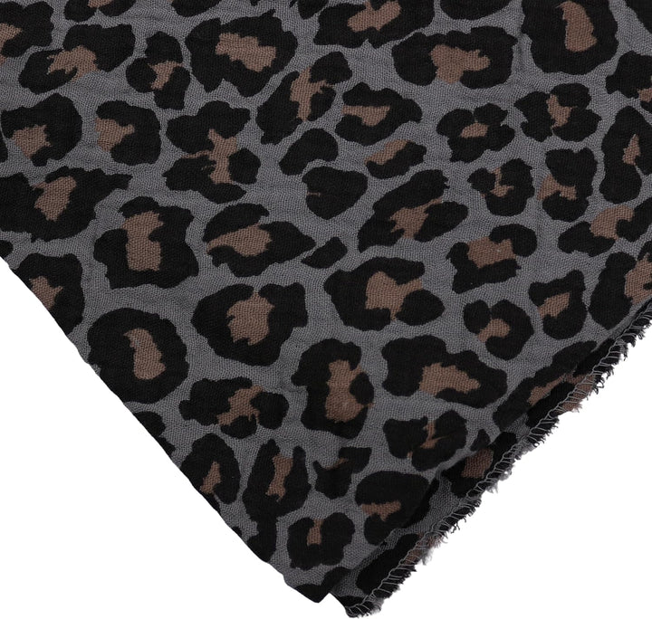 Damen Musselin Halstuch Made in Italy mit Leoprint oder Unifarben – Leichtes Dreieckstuch für Frühli