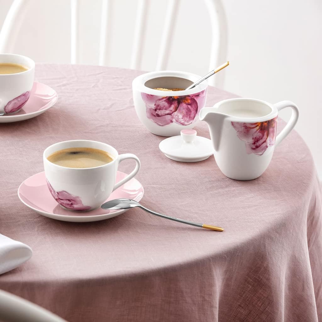 Villeroy & Boch - Rose Garden Milchkännchen, 280ml, Premium Porzellan, weiss/rosa Milchkännchen Flor
