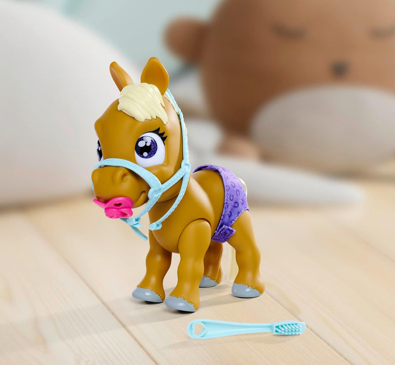 Simba 105950009 - Pamper Petz Pony, 24cm Spielzeug Pferd mit Trink- und Nässfunktion, Fohlen, kämmba