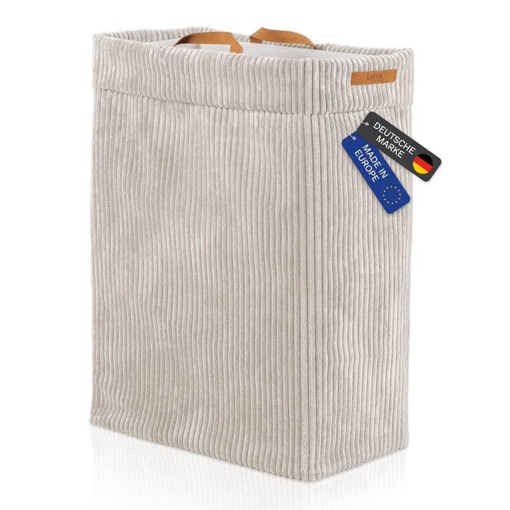 Lycce Wäschekorb Cord – Nischenwäschekorb, waschbar, faltbar (beige) | platzsparend &amp; praktisch, was