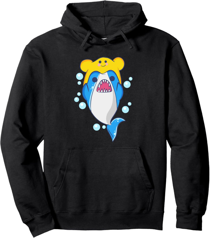 Niedlicher Kawaii-Hai mit Mendaiko-Hut, ästhetisch, japanisch Pullover Hoodie