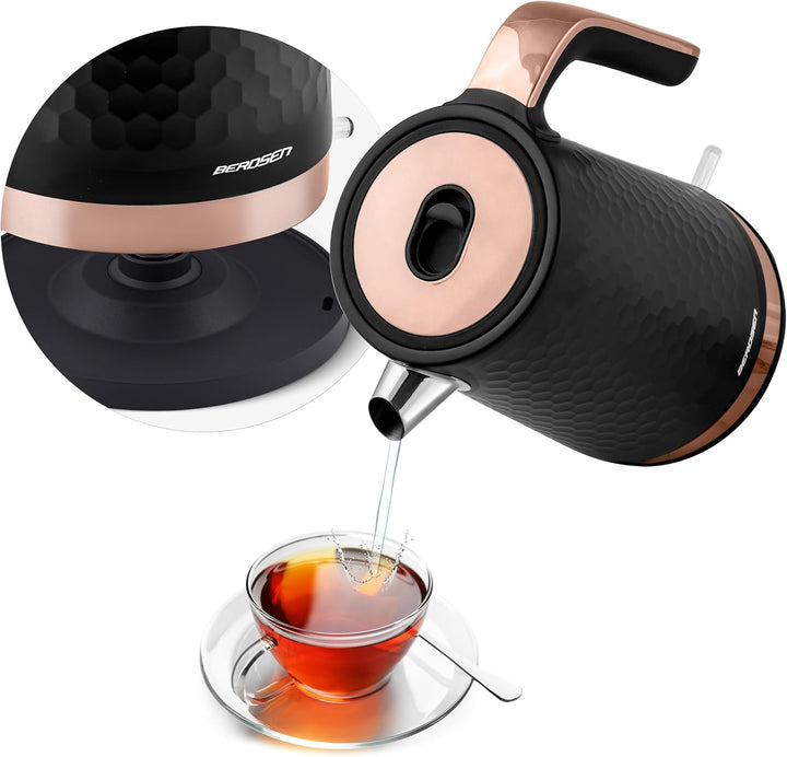 Berdsen Wasserkocher Mit Kalkfilter 1,7 L Fassungsvermögen 2200 Watt Pirouettenbasis Wasser Kocher L