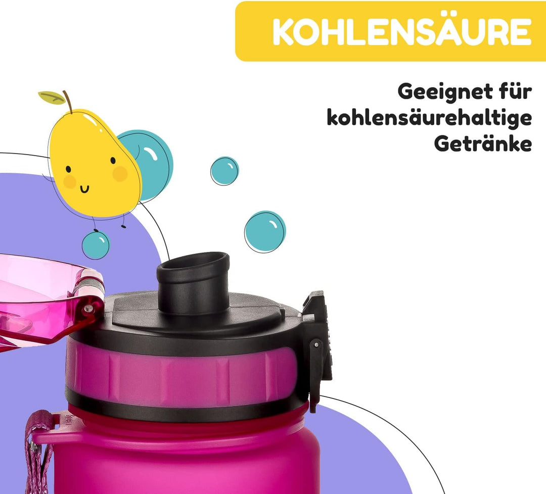 schmatzfatz Trinkflasche Kinder Auslaufsicher 0,5L, Sport Trinkflasche Schule zum Wandern & Fitnesss