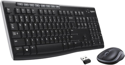 Logitech MK270 Kabelloses Set mit Tastatur und Maus für Windows, Spanisches QWERTY-Layout - Schwarz