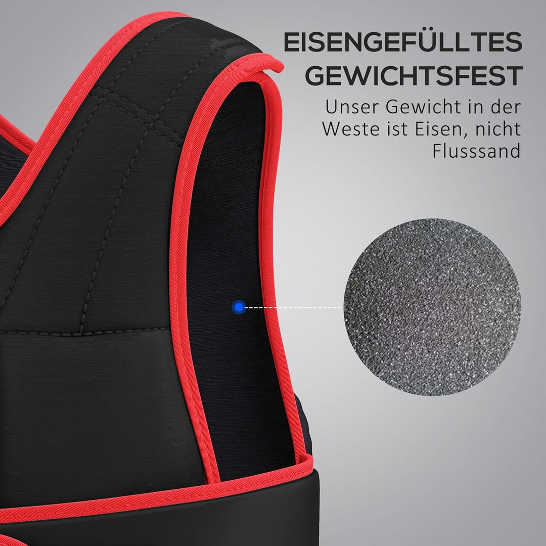 HOMCOM 20 kg Trainingsweste Gewichtsweste mit doppelten Gurten verstellbar Krafttraining Fitness Oxf