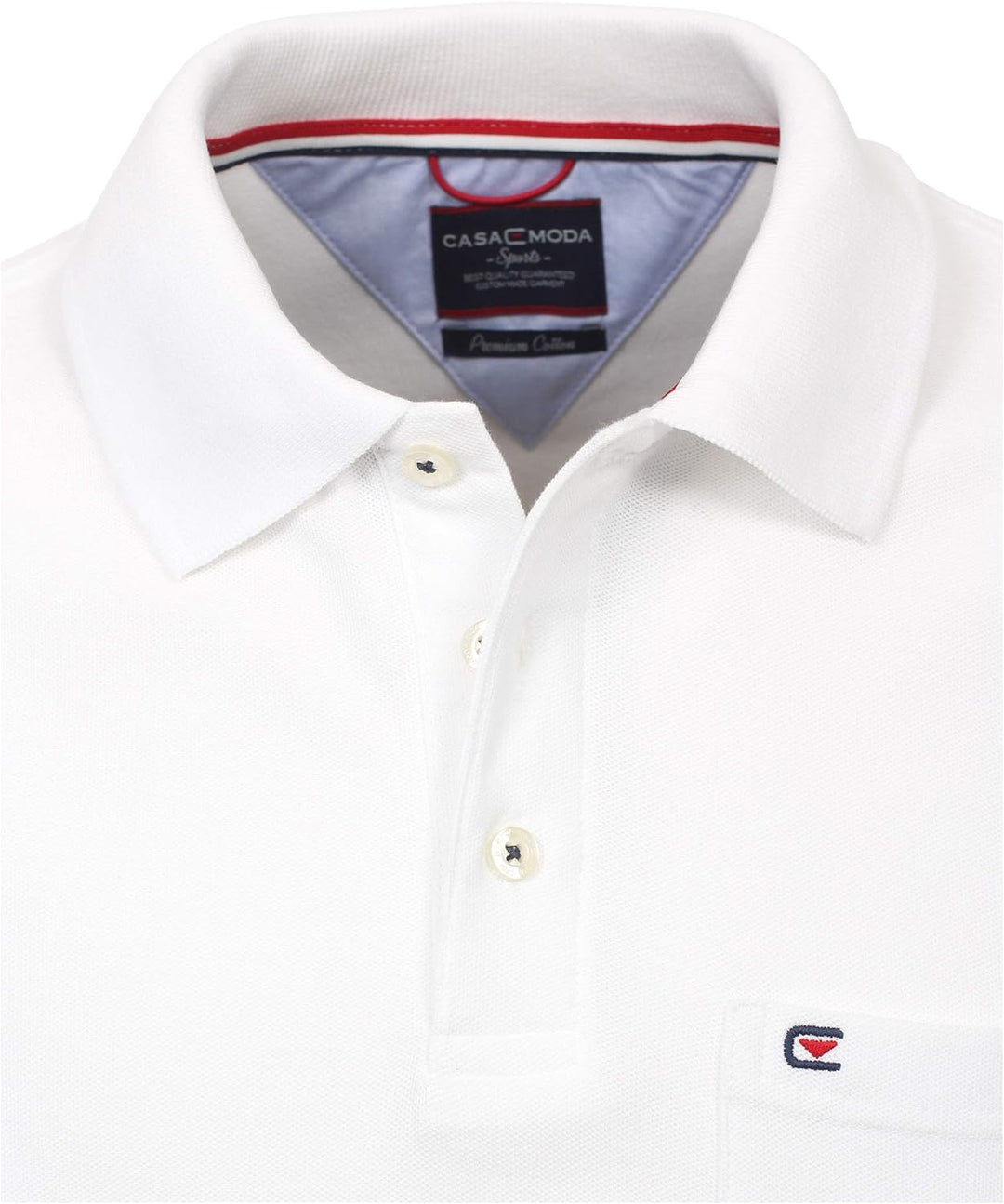 CasaModa Herren Polo-Shirt unifarben Brusttasche M Weiss, M Weiss