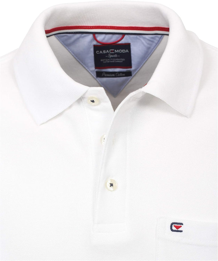 CasaModa Herren Polo-Shirt unifarben Brusttasche M Weiss, M Weiss
