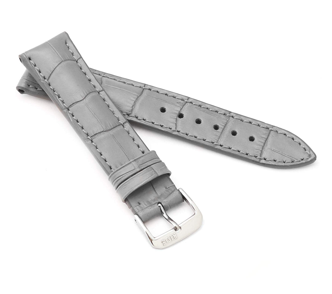 RIOS1931 Unisex Uhrenarmband Alligator Style Modell Louisiana 18 mm Steingrau, Steingrau