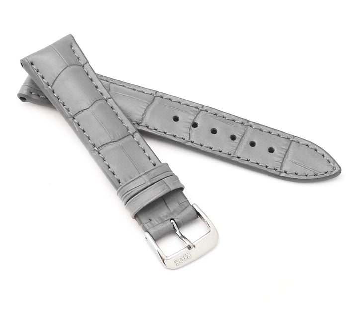 RIOS1931 Unisex Uhrenarmband Alligator Style Modell Louisiana 18 mm Steingrau, Steingrau