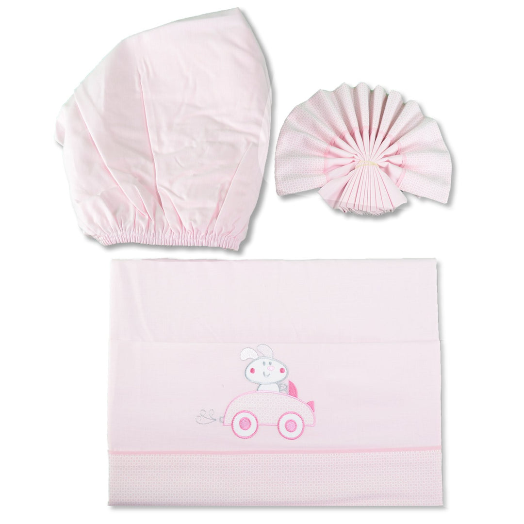 Pekitas Bebe Feine Bettwäsche 3-teilig Wiege 50 x 80 cm100 % Baumwolle Rosa, Rosa