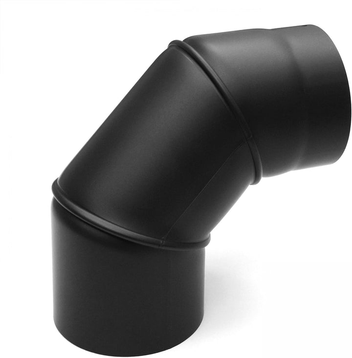 raik Rauchrohrbogen Ofenrohrbogen 0-90° drehbar 3-teilig 120 mm Durchmesser Stahlblech 2 mm Schwarz