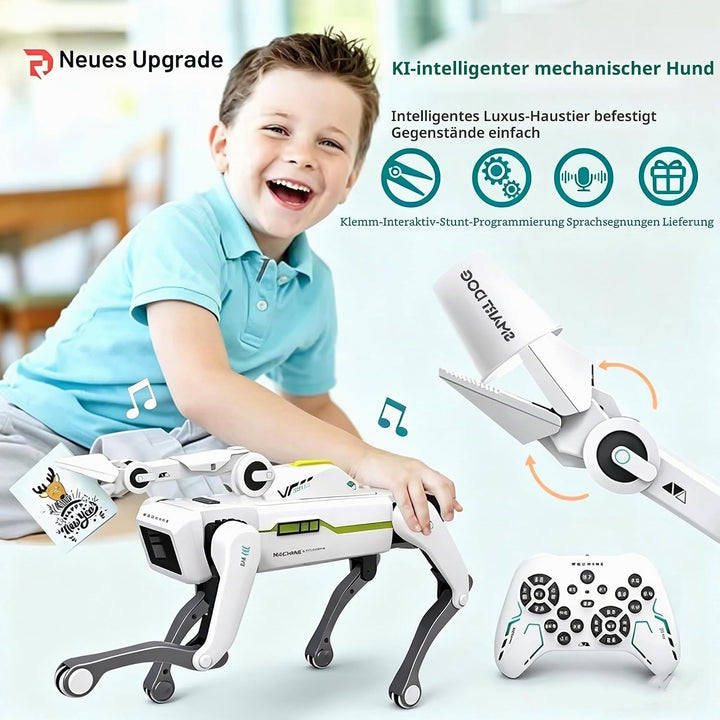 X-Verse 8008 RC Roboter Hund, Sprach und Interagieren mit Langarm Clip, Programmierbarer Tanz Musik