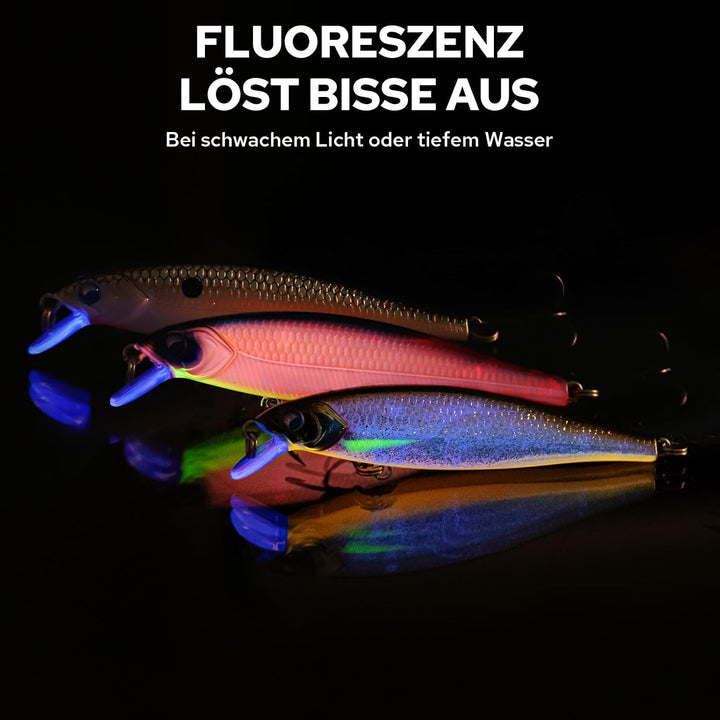 TRUSCEND Schwebender Jerkbait mit BKK-Haken, Rattel-Minnow Angelköder, Weight-Transfer-System, Easy