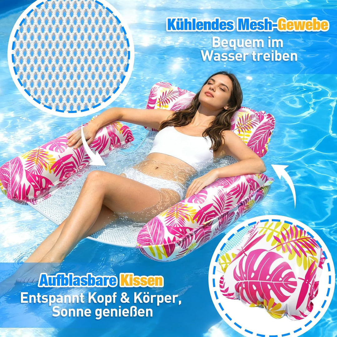 Dusor Luftmatratze Pool Zubehör 2 Stück, Luftmatratze Wasser Hängematte Pool Erwachsene 4 In 1, Aufb