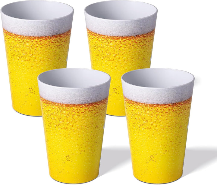 AWAVE Trinkbecher Set 4-teilig aus rPET, 500 ml, mit Eichstrich, Stapelbar, Mehrweg Wiederverwendbar