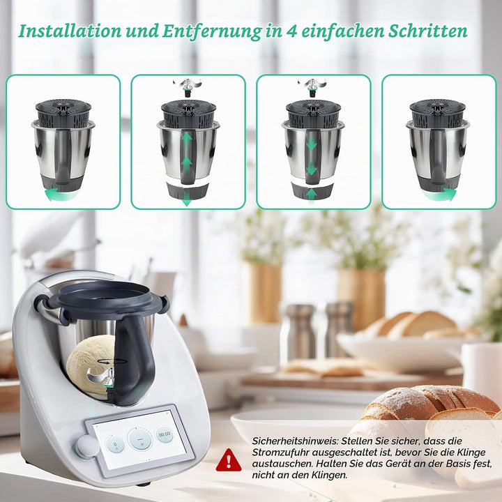 Teigmesser für Thermomix TM6 TM5, Edelstahl Hörnchenmesser &amp; Reinigungsbürste, Ersatzteile Kompatibe