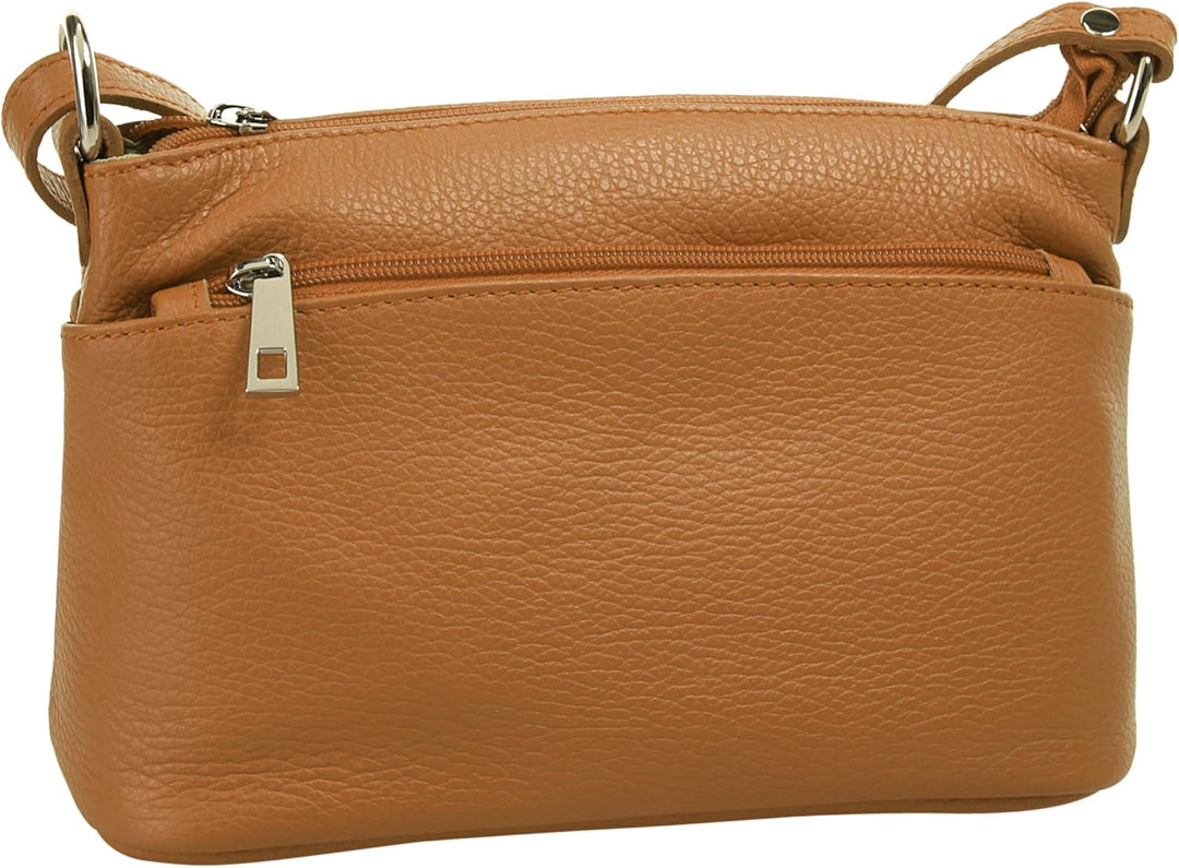 Cluty Umhängetasche Echt Leder Damen | Made in Italy, Crossbody Bag, Messenger Bag mit Reissverschlu