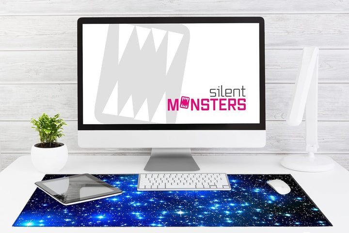 Silent Monsters Mauspad XXL 900 x 400 mm grosses Mousepad Weltall - Vernähter Rand, rutschfest & lei