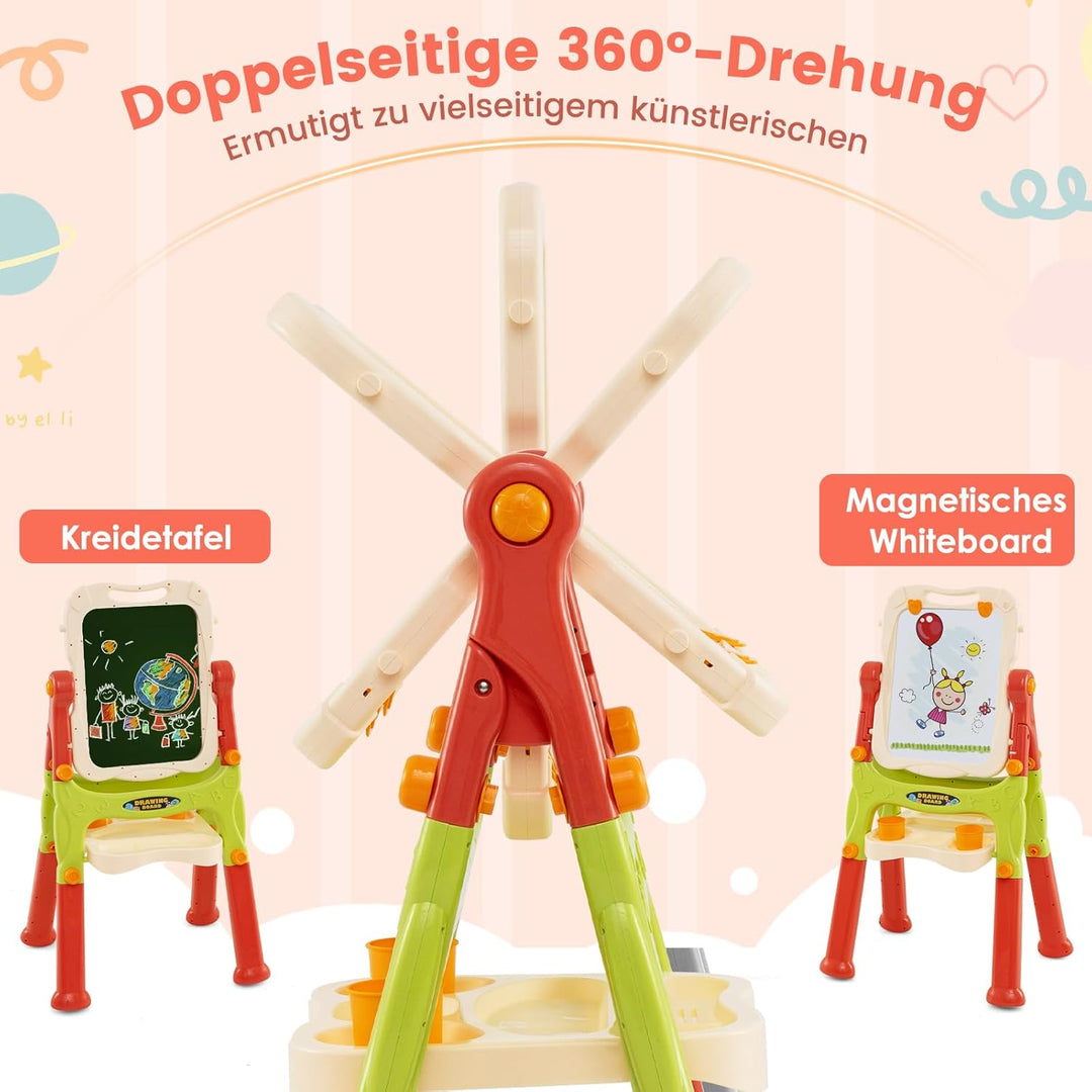 GOPLUS Staffelei mit Doppelseitiger Tafel, Drehbare & Magnetische Maltafel mit Füssen in 2 Verschied