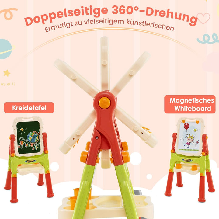 GOPLUS Staffelei mit Doppelseitiger Tafel, Drehbare & Magnetische Maltafel mit Füssen in 2 Verschied