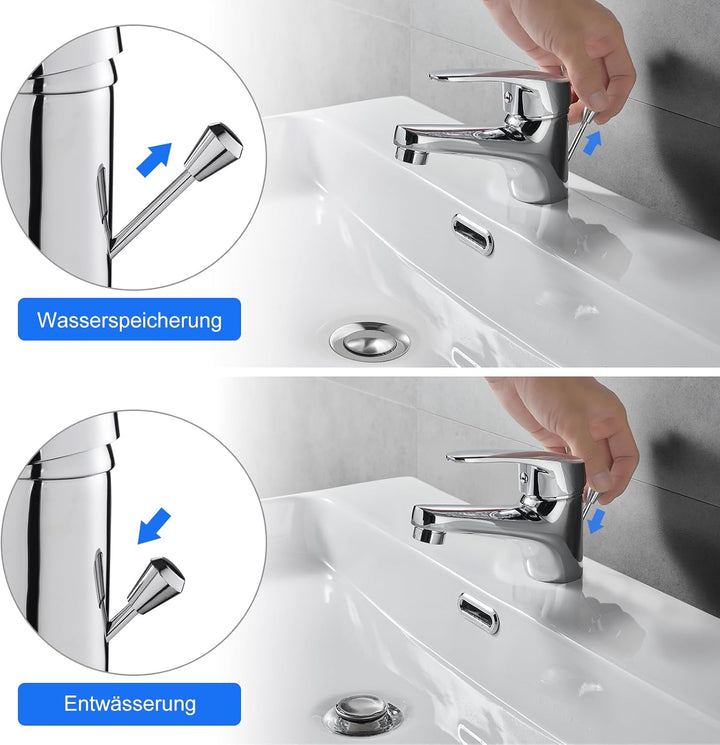 KEOKBON Wasserhahn Bad, Waschtischarmatur Einhebelmischer, Mischbatterie mit Zugstange Keine Schmutz