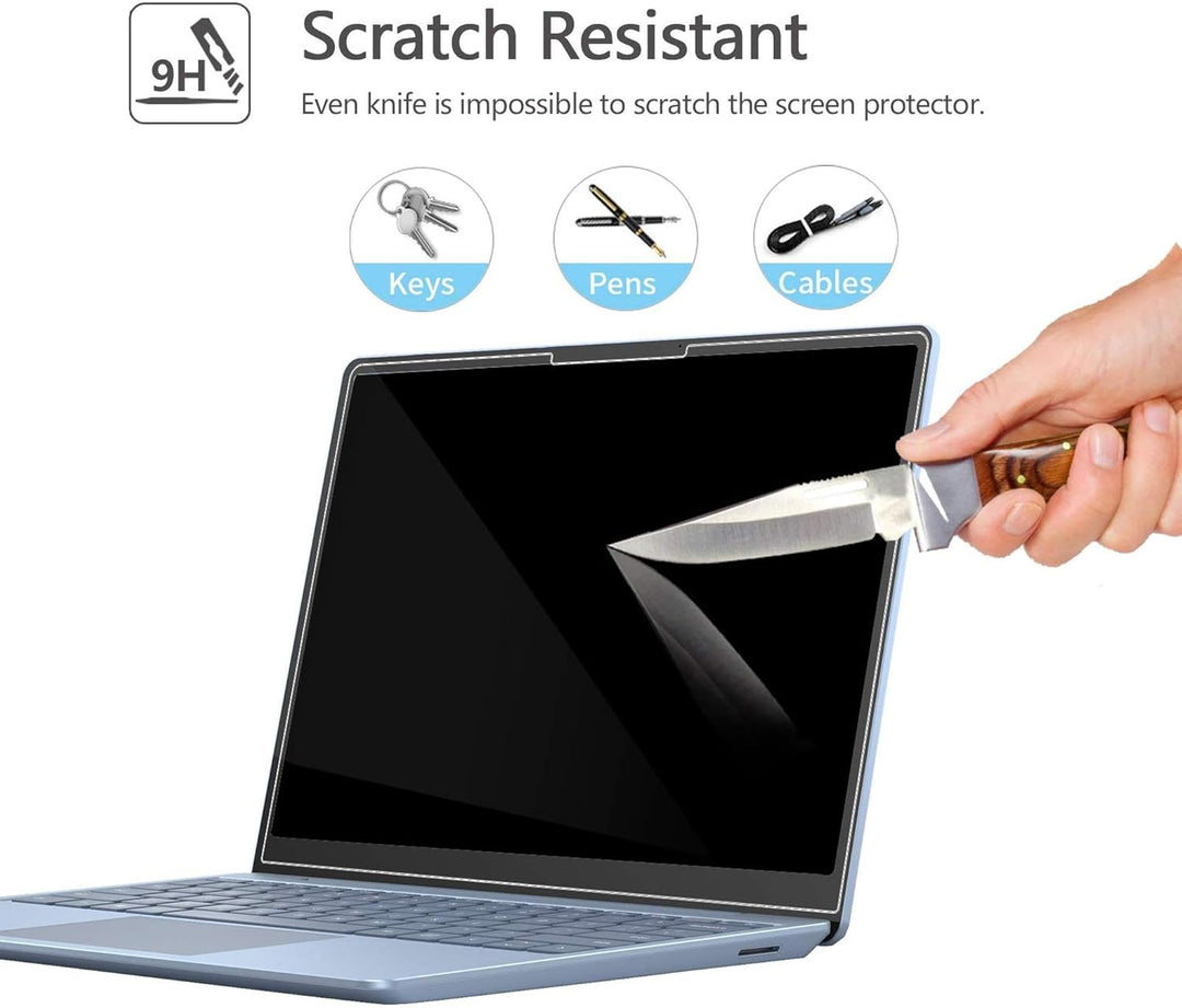 MEGOO Gehärtetem Glas Displayschutzfolie für Microsoft Surface Laptop Go 3/2/1 12.4", 9H Härte, Anti