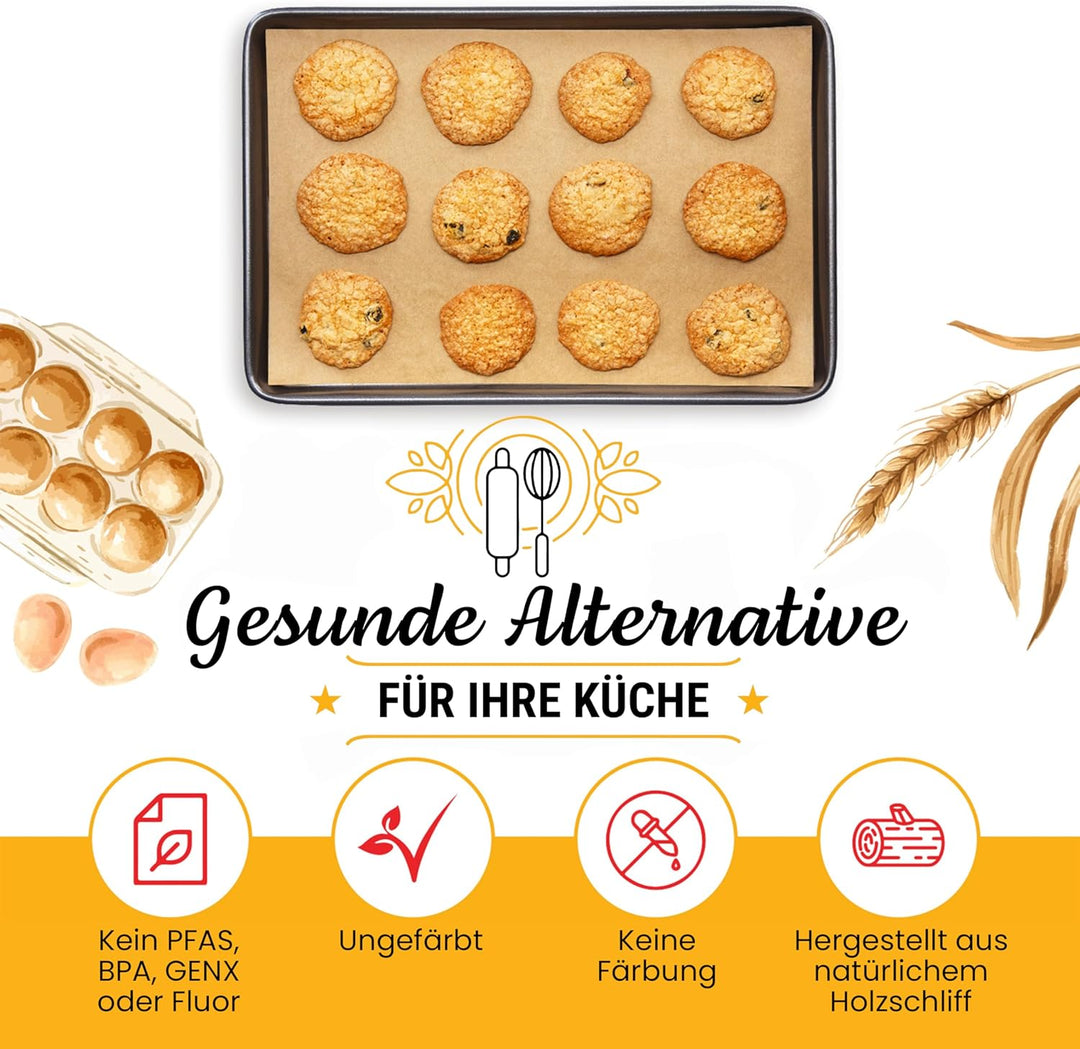 Backpapier Zuschnitte, 120 Stück Pergamentpapier zum Backen - Halbblechpfannen 30x41 cm | Butterbrot