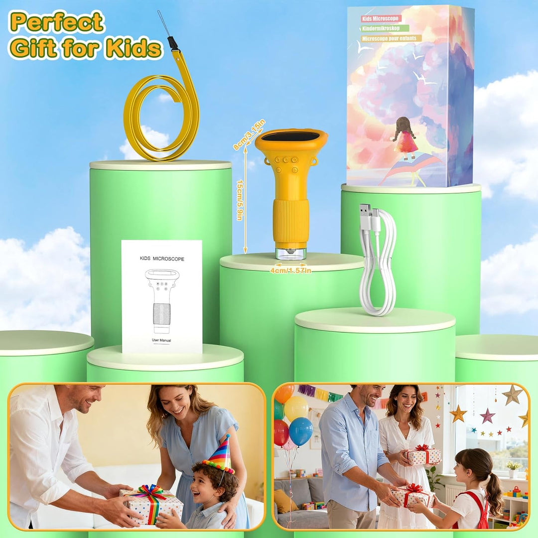 Mikroskop für Kinder,Hand Mikroskop Digital 2.0 Zoll Bildschirm 200x Taschenmikroskop,PC kompatibel