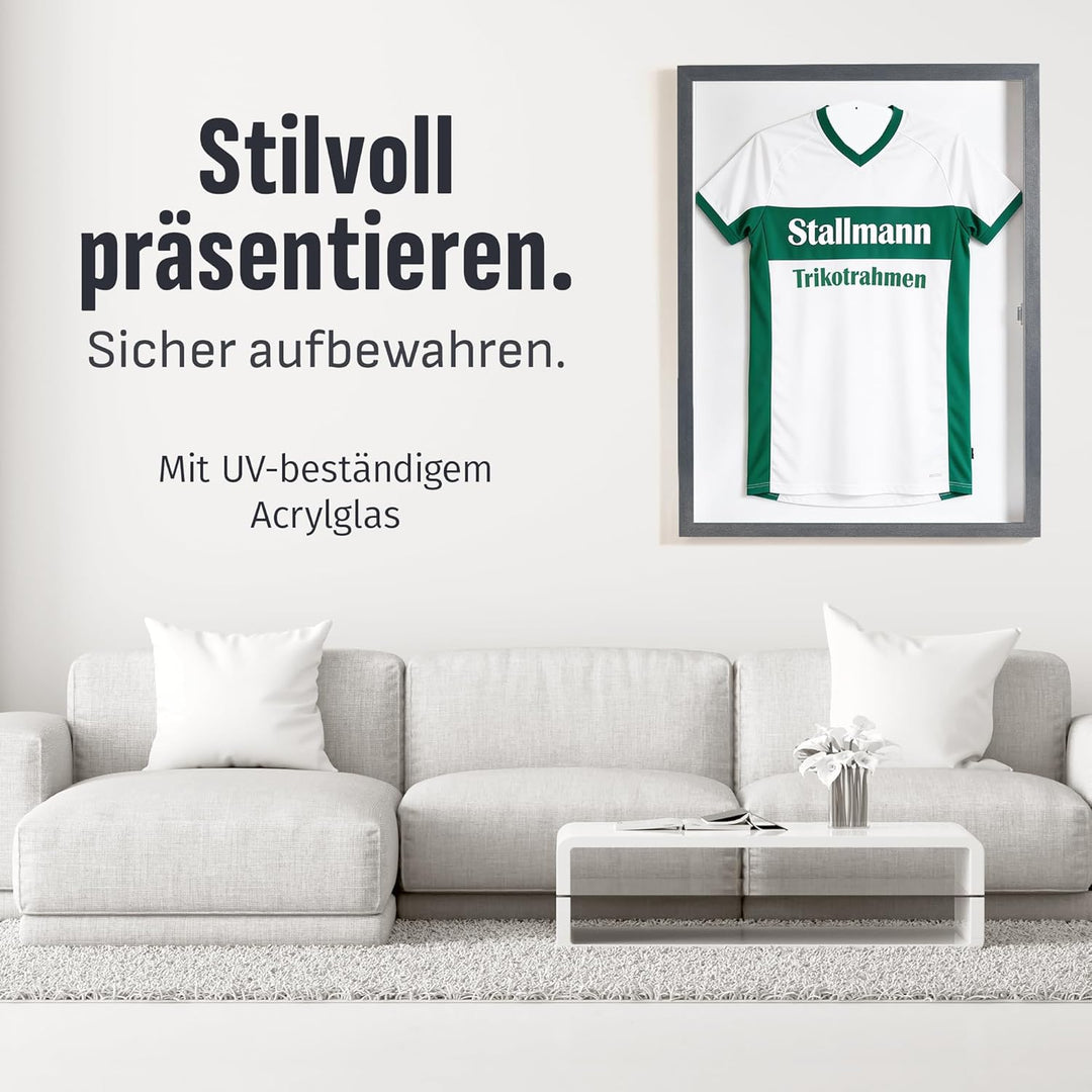 Trikotrahmen 'Easy Click & Fill' mit Tür | Rahmen-Farbe: Stahl | Hintergrund: Weiss | Grösse: 70 x 9
