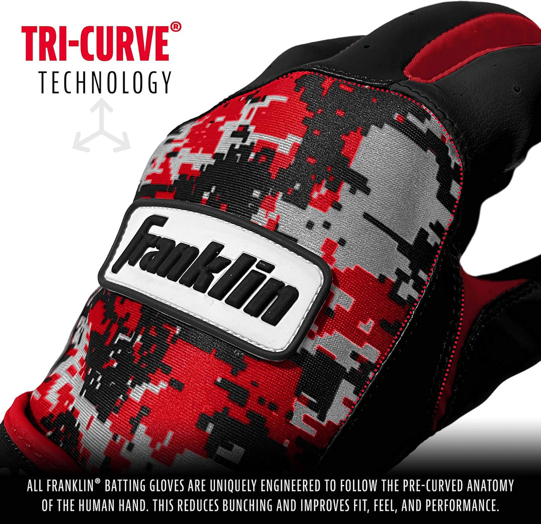 Franklin Sports MLB Digitek Baseball-Schlaghandschuhe Gray/Black/Red Digi Erwachsene S, Gray/Black/R