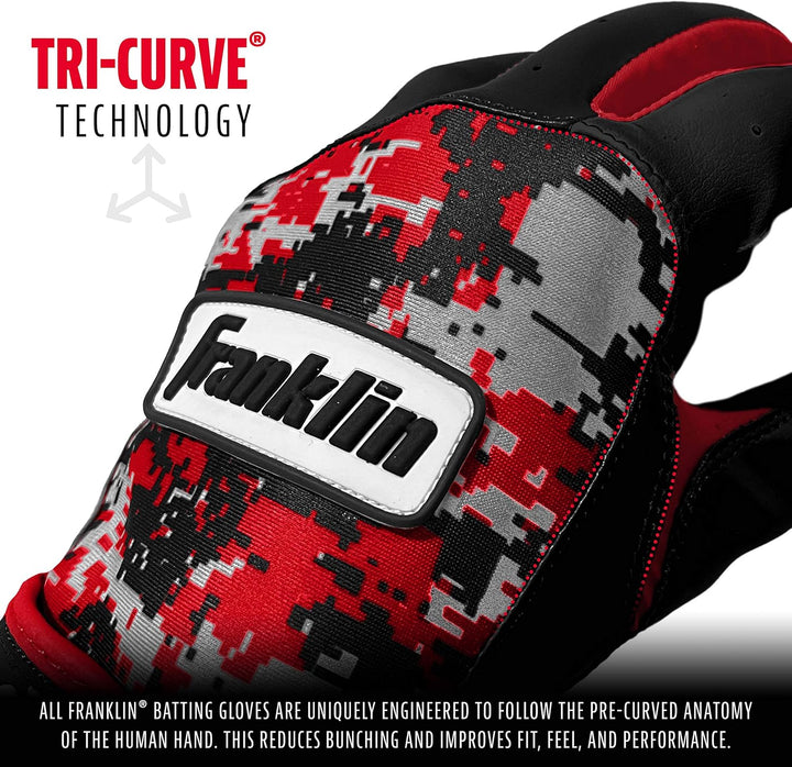 Franklin Sports MLB Digitek Baseball-Schlaghandschuhe Gray/Black/Red Digi Erwachsene S, Gray/Black/R