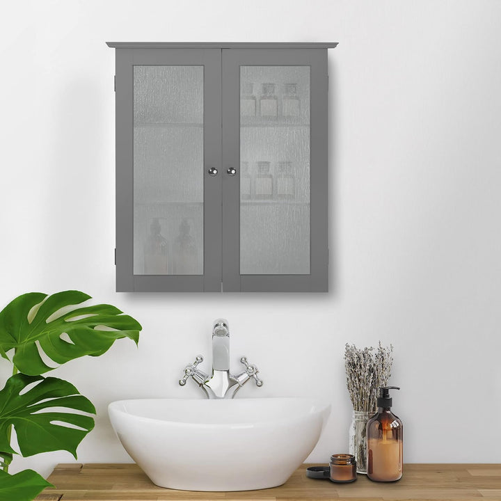 Teamson Home Badezimmer Connor Wandschrank Mit 2 Glastüren Grau EHF-581G