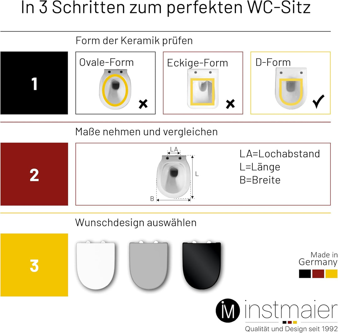 instmaier | D-Form | Toilettendeckel mit Absenkautomatik weiss | Made in Germany | Toilettensitz aus