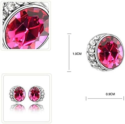 Bungsa Ohrstecker "PINK PEBBLE" silberfarben - 1 Paar runde Ohrstecker mit strahlendem Kristall in F